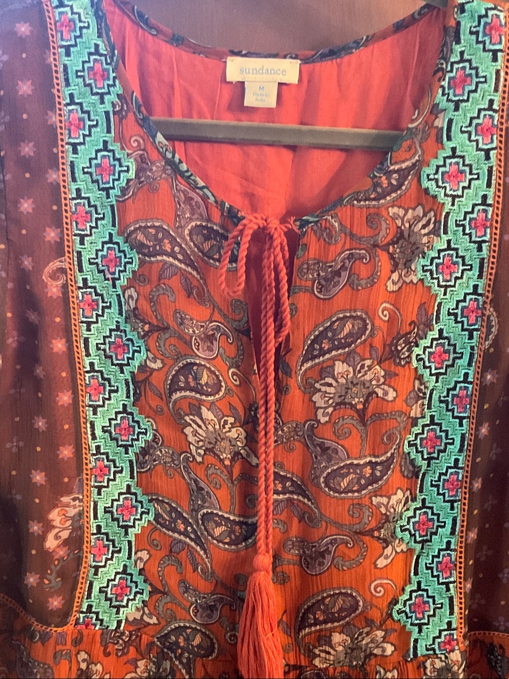 Beautiful dress from Sundance. Colors style fantastic.Worn 1X. Size M.. like new